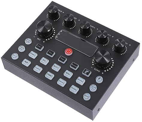 HONITANO Live Sound Card and Voice Changer for Computer and Mobile Phone, External Sound Board with Colorful LED Lights, Podcast and Dj Equipment for Adult Streaming and Recording