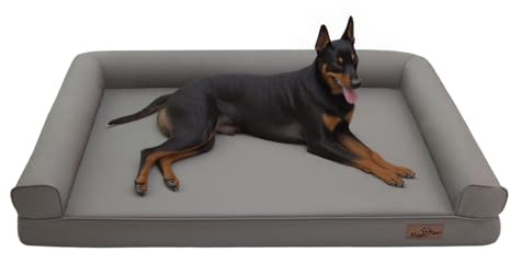 BingoPaw Cama Perro Grande XXL, 130x98x18cm Cama Ortopédica para Perros Grandes Lavable y Desenfundable, Sofá Perro Ortopédica Extra Grande Impermeable y Fondo Antideslizante, Gris