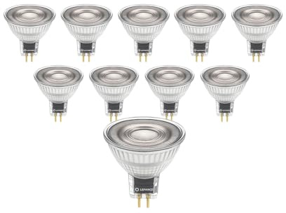 LEDVANCE 10x LED-Spot Reflektor, GU5.3 MR16, 6,8W, 621lm, 36°, 3000K Warmweiß, Dimmbar, CRI 90-99, 50W Ersatz, 12V, 10er SPARPACK