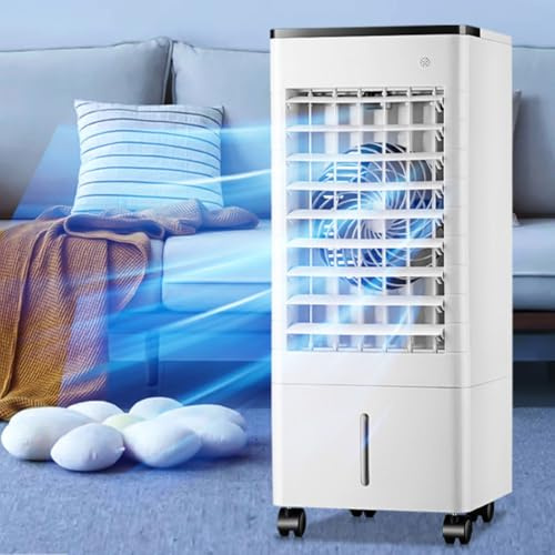 Aire acondicionado portátil 3 en 1 enfriador evaporativo con control remoto, tanque de 9 litros, 4 paquetes de hielo, 3 velocidades, temporizador de 15 horas para apagado automático inteligente