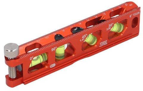VOBOR Wasserwaage Magnetisch Torpedo Level mit 4 Libellen 30°/45°/90°/180°, V-Nut und Magnetschiene, Aluminiumlegierung für Bauprofis (15cm)