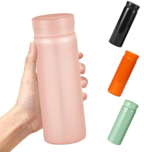 300ml Small Flask, Reusable Vacuum Insulated Stainless Steel Insulated Tumbler Water Bottle with Leakproof Lid for Hot & Cold Drinks, Portable Coffee Mug for Travel (Pink)