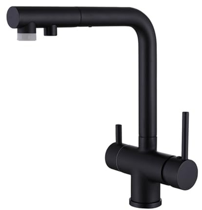 Grifo de cocina extraíble con grifo de agua potable, mezclador moderno en forma de L, fácil de instalar, diseño elegante, flujo de agua de alto rendimiento para un uso eficiente en la cocina