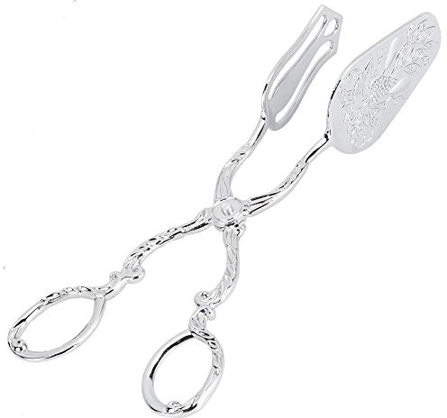 Keenso Pince à Nourriture Précise de Style Vintage, Pince à Pain, à Gâteau pour Buffet, Cuisine, Outils de Service pour la Décoration Alimentaire, Alliage de Zinc, Argent, 21,6 X 11,4 Cm pour la