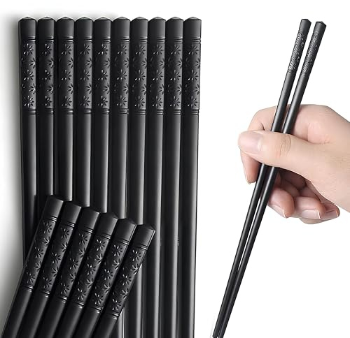ZXfad 8 pairs of Reusable Fiberglass Chopsticks, Japanese/Chinese style, cherry Blossom Pattern, Machine Washable, non-slip, Suitable for sushi, Noodles and Rice.