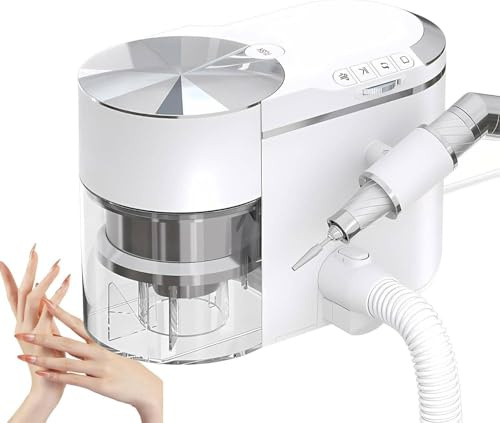 Nail Drill and Dust Collector 2-in-1, Electric Nail File Polisher with Vacuum Suction, 35000 RPM Brushless Motor, Ultra Quiet, Adjustable Suction & Angle