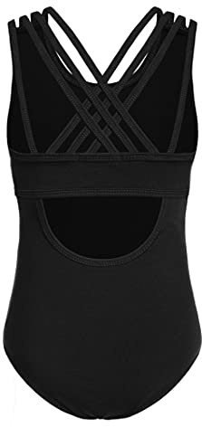 Arshiner Girls Ballet Leotards Dance Gymnastic Outfits Crisscross Straps Sleeveless Tank Dancewear,Black,6-7 Years