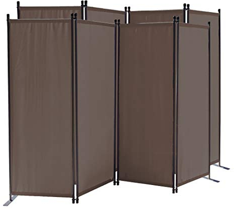 QUICK STAR 2 Stück Paravent 4 Teilig 165 x 220 cm Stoff Raumteiler Trennwand Balkon Sichtschutz Stellwand Faltbar Taupe