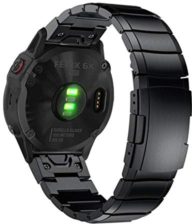 YOOSIDE QuickFit klockarmband i rostfritt stål för Garmin Fenix 8 51 mm/epix Pro 51 mm/Fenix 7X/Fenix 6X/Fenix 5X, metallklockarmband för Enduro, Tactix 7 Pro, Tactix Bravo (svart)