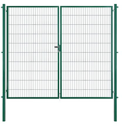 Arvotec Doppeltor/Doppelflügeltor, grün, 200x50, BxH:2x1500x2000mm - komplett aufstellfertig mit Pfosten & Befestigungsmaterial - mit passenden Anschlussstücken für Stabmattenzaun