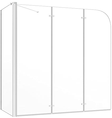 vidaXL Duschabtrennung Badewannenfaltwand Badewannenaufsatz Duschwand Duschtrennwand Duschkabine Faltwand 120x69x130cm Hartglas Transparent