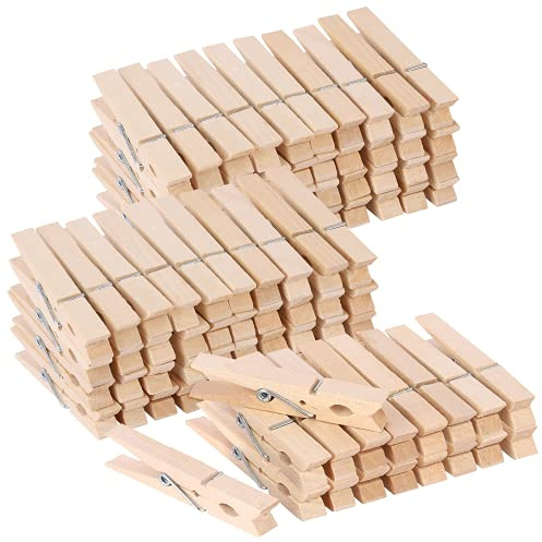 100pcs Clothes Pins Wooden Clothespins 3inch Heavy Duty Wood Clips for Hanging Clothes Pictures Outdoor