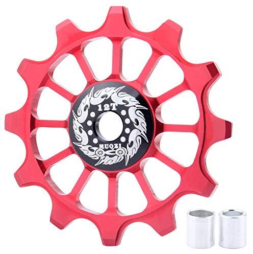 Saipor 12T Fahrrad Schaltwerke Schaltröllchen Keramik Schaltrollen Pulley | Fahrrad Riemenscheibe Stützrad für MTB Mountainbike Rennrad (Rot)