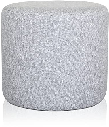 Deshome Pouf hocker Fußstütze runden Ø 50 cm Wasserabweisender Stoff: Modernes Design Pouf für Sofa Wohnzimmer Schlafzimmer, Puff hocker, Pouffe Venere Grau