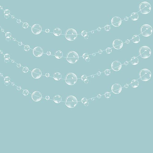 CENPEK 4 cuerdas planas bajo el mar de burbujas guirnaldas para decoración de fiesta de sirenita transparente flotante colgante burbujas Streamer piscina tema océano fiesta boda baby shower