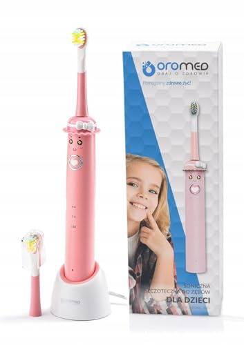 OROMED ORO-SONIC GIRL Schallzahnbürste für Kinder ab 4 Jahren, mit mittelweichen Borsten, 3 Reinigungsmodi, 18.000 Bewegungen/Min., Timer, Akku bis 40 Tage, IPX7, Rosa