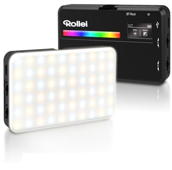 Lumière Photo, Rollei LUX Compact RGB Panneau Eclairage Video LED Portable 125g 98 CRI/TLCI avec 13 Effets et Batterie Rechargeable d'Appareil Photo, Lumiere-Photo-Lampe-LED-Video