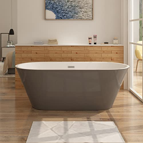 LUGANO Baignoire îlot en acrylique gris 150 x 75 cm