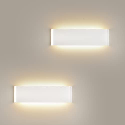 YCZM 2 Stücke Wandleuchte Innen 18W 31cm Up and Down Wandleuchte Aluminium Dekoration/Moderne Wandlampe Warmweiß 4500k Wandleuchten für Wohnzimmer|Schlafzimmer|Korridor|Treppenhau(weiß)