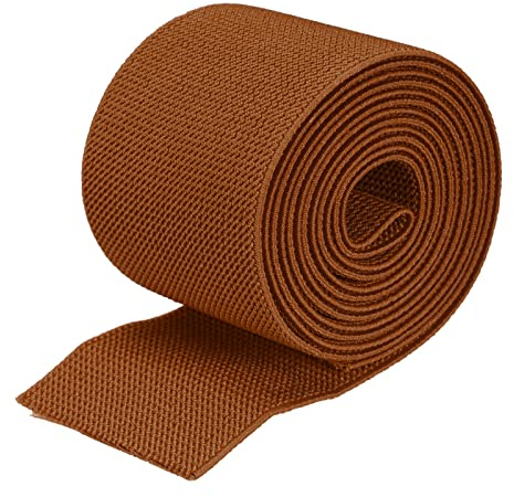 sourcing map Banda elástica ancha de sarga de doble cara de 75 mm (3 pulgadas), banda elástica tejida plana de 2 yardas, carrete elástico pesado, correa elástica roja y marrón para coser, cintura
