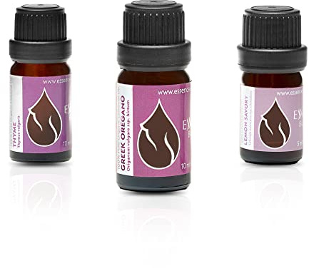Set Oli Essenziali Biologici Vitalità Essences Bulgaria 25ml (3 pz) | Timo 10ml, Origano greco 10ml, Santoreggia al limone 5ml | 100% Puro e Naturale Non Diluito Grado Terapeutico Non OGM