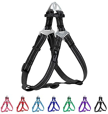 EXCELLENT ELITE SPANKER Reflektierend Step-in Nylon Hundeweste Geschirr | Verstellbar V-förmig Zugentlastend Hundeweste Einfach anzulegen Brustgurt mit Leinenring für kleine und mittelgroße Rassen