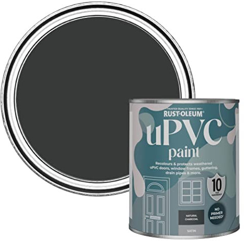 Rust-Oleum Peinture Noire pour Portes & Fenêtres en PVC, Finition Satinée - Charbon Naturel 750ml