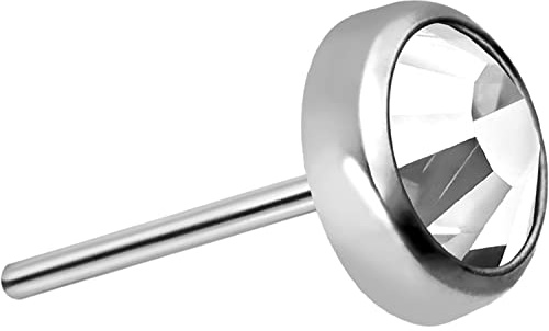 PIERCINGLINE Titan Labret Aufsatz mit Push Pin Disc + KRISTALL OHNE Labret Stecker Piercing Ohr Conch Tragus Lippe Nase Medusa Farb & Größenauswahl