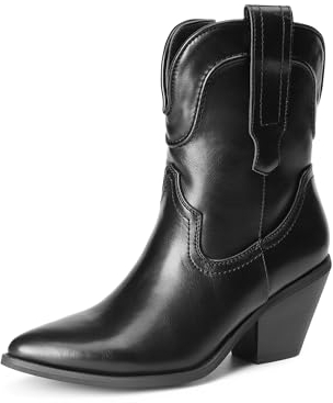 DREAM PAIRS Cowboystiefel Stiefeletten Ankle Booties Damen Boots SCHWARZ 38 (EUR) SDAB2302W-E
