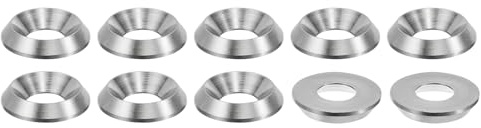 PATIKIL M6 Acabado Avellanada Arandela, 10uds 15mm Diámetro 2,8mm Alto 304 Inoxidable Acero Acabado Copa Arandela Tornillo Perno Cabeza Junta para Industrial Construcción