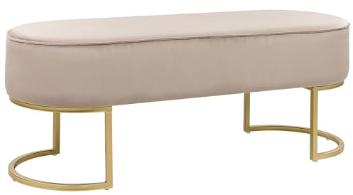 Bettbank aus Samtstoff beige mit goldenem Gestell 104 cm glamourös Milry