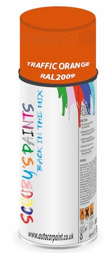 SCOOBYS PAINTS BACK IN THE MIX RAL2009 Traffic orange 400ML Aerosol Spray Paint RAL Colour Can Gloss Shinny Finish DIY Indoor/Outdoor Wood Plastic Metal Heat Resistant Steel