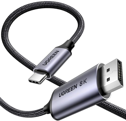 UGREEN USB C auf DisplayPort 1.4 Kabel Bidirektional 8K@60Hz 4K@240Hz DisplayPort auf USB C Thunderbolt 4 Kabel Aluminium geflochten （2M）