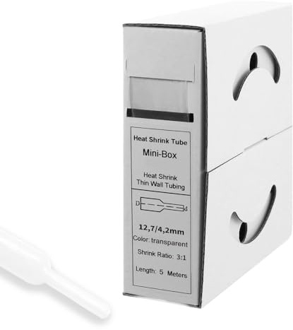Offgridtec 5m Schrumpfschlauch mit Kleber 12 mm > 4 mm, 3:1 Schrumpfrate, Dual-Wand, Halogenfrei, Flammhemmend, Wasserdichte Kabelisolierung, Leicht zu Schneiden, Inklusive Spenderbox, Transparent