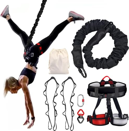 PRIORMAN Bungee Fitness Set, Schwerlast Widerstandsband Set, Professionelles 4DYoga Bungee Seil Trainingsgerät, für Home/Gym&Training & Fitness (Nicht für Extremsport)(XS)