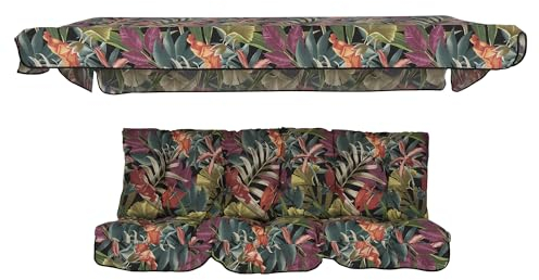 PATIO Hollywoodschaukel Auflage 3 Sitzer mit Dach Parma/Milano Sitzkissen 175x54 cm mit Rückenlehne Volant vorne