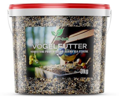 DTP-SOFT Vogelfutter Wildvogelfutter 4 Jahreszeiten Premium Mix Eimer (3KG)