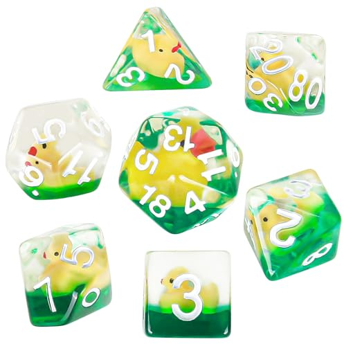 OriCraft D20 gul anktärning DND tärningsset söt anka inuti DND speltärningar polyhedral rollspel spel tärningar fängelsehålor och draktärningar