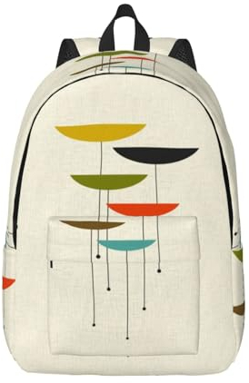 ESASAM Mid Century Rucksack aus Segeltuch, moderner Druck, stilvoller und langlebiger Canvas-Rucksack, Schwarz , M