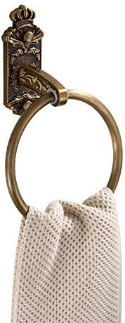 handtuchständer Antike Messing Farbe Handtuch Ring Wand Montiert Bad Zubehör Solide Aluminium Runde Geschnitzte