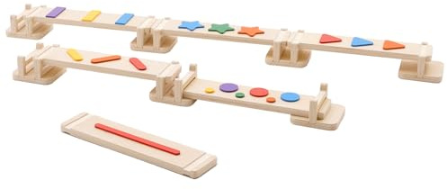 Trave Equilibrio in legno per bambini, Montessori Balance Board per bambini, 6 barre di bilanciamento colorate liberamente montabili, bilanciamento e guida sensoriale