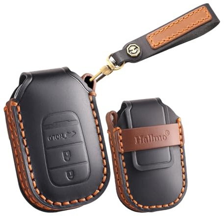 HIBEYO Keyless Auto Schlüssel hülle Passt für Honda CR-V HR-V Pilot Civic Aaccord VEZEL HEV RV3 RV4 RV5 RV6 Leder Schlüsselhülle Schutzhülle Fernbedienung Schlüsselanhänger Zubehör 3Tasten-B Schwarz