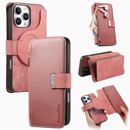 GoodcAcy Funda Compatible con Motorola Moto E40 con 15 Ranuras para Tarjeta,con Cremallera Libro Caso Cubierta la Tapa magnética Protector de Billetera Cuero,Rosa