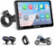 Carpuride W712D Motocicleta Carplay Pantalla con 1080P HD Dash Cam Duales Cámara, Inalámbrico CarPlay y Android Auto, 7 Pantalla Táctil Impermeable, BT Audio, Cable Controlador, Grabación Bucle, GPS.