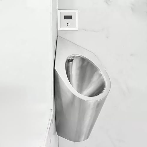 304 Edelstahl-Eck-Urinal für Herren, zur Wandmontage, mit Sensor-Spülventil, hocheffizientes Spülen, Badezimmer-Spritz-Urinal mit automatischer Spülung