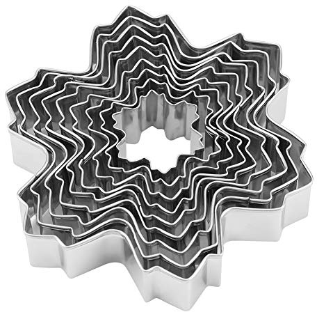 Cortador de Acero Inoxidable con Forma de Copo de Nieve, 9 Piezas, Grande para Herramientas para Hornear, Accesorios, Juego de Moldes para Galletas de Copo de Nieve, Cortador