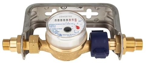 Einstrahlzähler ETK Kombi-Set (Kaltwasser) bis 30 Grad Länge 110 mm, inkl. Bügel Edelstahl 1/2 Zoll, Plombierschelle