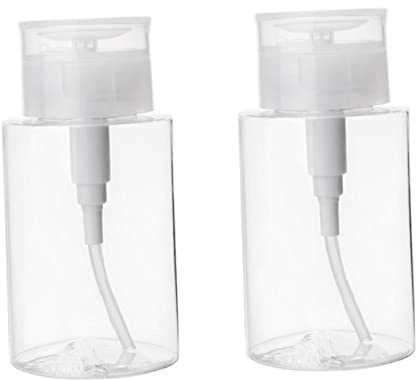 DONFAMDS Empty Cleansing Water Bottles 2pcs 300ml Petg Travel Refillable Cosmetic Dispenser Bottles with Push-down Pump for Makeup Remover and Toner Storage