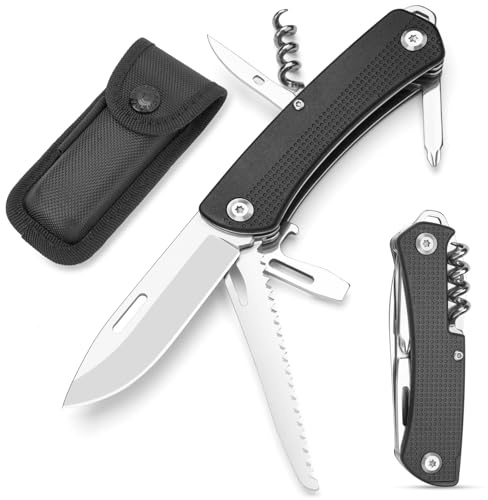 DRACHENADER 9-in-1 Compact Pocket Multitool Knife – Manual Folding EDC Tool with Blade, Saw, Bottle Opener, Wire Puller – Practical Gift for Men, Dad, Husband – Not for Sale to Under 18s