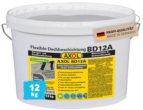AXOL Dachbeschichtung 12kg anthrazit – Garagen- und Dachbeschichtung | Profi-Qualität - 1K Dichtstoff, lösemittelfrei, bis -20 °C flexibel, UV-beständig, rissüberbrückend